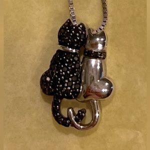 Kay black diamond cats pendant, original chain